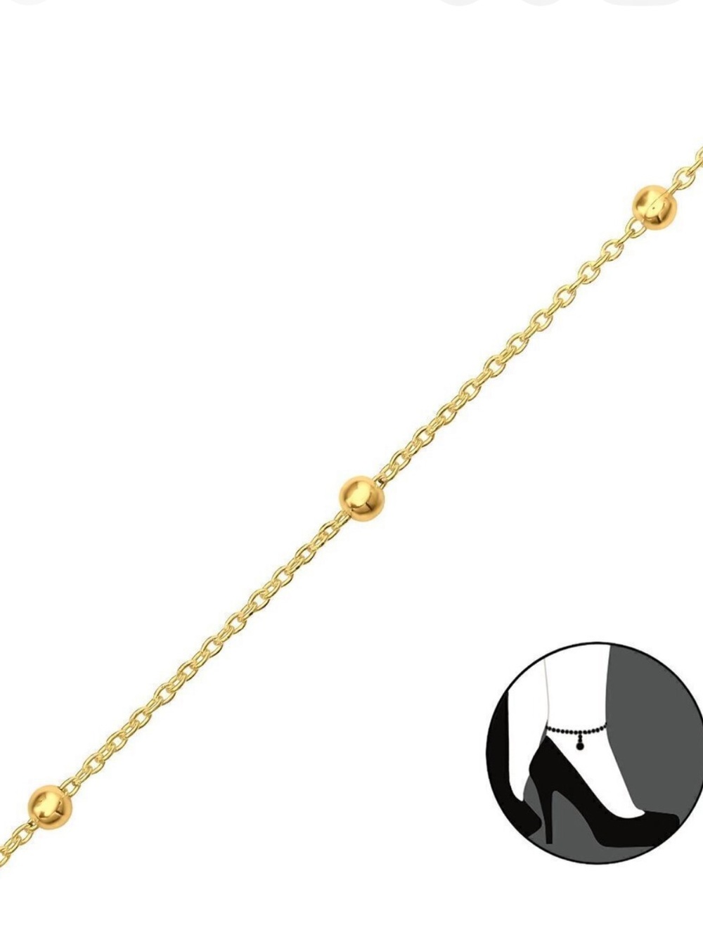 14k Gold Modern Ball Anklet